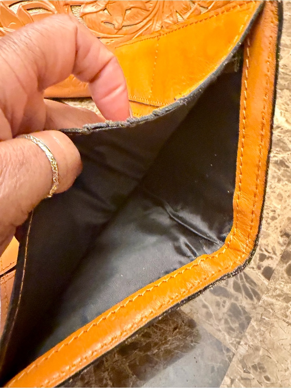 Patricia Nash Hand-Tooled Floral Leather Tote and Wallet - Caramel Brown - Picture 7 of 15